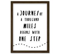 Artery8 A Journey Of A Thousand Miles Begins w/ One Step Inspirational Positive Motivational Gym Workout Living Room Aesthetic Artwork Framed Wall Artery8 Brown