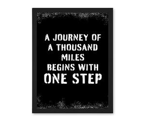Artery8 A Journey Of A Thousand Miles Begins With One Step Inspirational Positive Motivational Gym Workout Living Room Typography Artwork Framed Wall Art Print 18X24 Inch