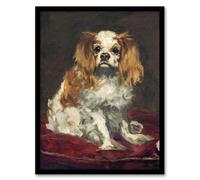 Artery8 A King Charles Spaniel Dog Framed Wall Art Print A4 Artwork By Manet : Charming Dog Portrait Ideal For Lounge Or Hallway Creating Warmth Character And Affection