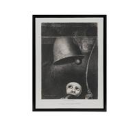 Artery8 A Mask Tolls The Funeral Knell Redon Black Framed Canvas Wall Art in Grey | Size: W12" x H16" Artery8 Grey W12" x H16"