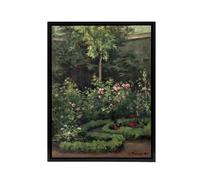 Artery8 A Rose Garden Landscape Camille Pissarro Black Framed Canvas Wall Art | Size: W12" x H16" Artery8 Multicolor W12" x H16"