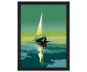 Artery8 A Sailboat on a Calm Sea Under a Cloudless Sky Artwork Framed A3 Wall Art Print