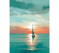 Artery8 A Sailboat Sailing on a Calm Sea at Sunrise Large Wall Art Poster Print Thick Paper 18X24 Inch