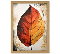 Artery8 A Single Amber Orange Autumn Leaf Illustration Artwork Framed A3 Wall Art Print