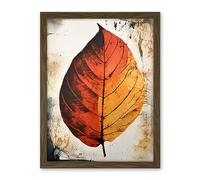 Artery8 A Single Amber Orange Autumn Leaf Illustration Artwork Framed Wall Art Print 18X24 Inch