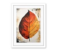 Artery8 A Single Amber Orange Autumn Leaf Illustration Artwork Framed Wall Art Print 18X24 Inch
