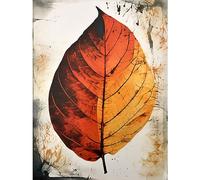 Artery8 A Single Amber Orange Autumn Leaf Illustration Extra Large XL Wall Art Poster Print