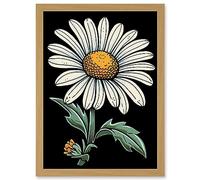 Artery8 A Single Daisy Dark Old School Tattoo Ink Body Art Rockabilly Americana 50s Artwork Framed A3 Wall Art Print