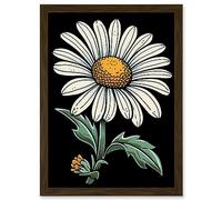 Artery8 A Single Daisy Dark Old School Tattoo Ink Body Art Rockabilly Americana 50s Artwork Framed A3 Wall Art Print