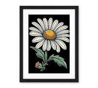Artery8 A Single Daisy Dark Old School Tattoo Ink Body Art Rockabilly Americana 50s Artwork Framed Wall Art Print 18X24 Inch
