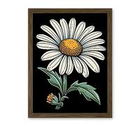 Artery8 A Single Daisy Dark Old School Tattoo Ink Body Art Rockabilly Americana 50s Artwork Framed Wall Art Print 18X24 Inch