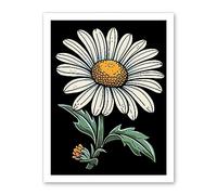 Artery8 A Single Daisy Dark Old School Tattoo Ink Body Art Rockabilly Americana 50s Artwork Framed Wall Art Print 18X24 Inch