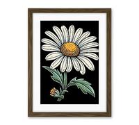 Artery8 A Single Daisy Dark Old School Tattoo Ink Body Art Rockabilly Americana 50s Artwork Framed Wall Art Print 18X24 Inch