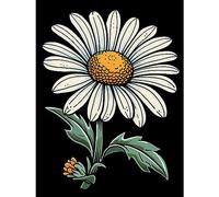 Artery8 A Single Daisy Dark Old School Tattoo Ink Body Art Rockabilly Americana 50s Large Wall Art Poster Print Thick Paper 18X24 Inch