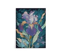 Artery8 A Single Iris Flower Black & White Canvas Wall Art Print in Blue | Size: W12" x H16" Artery8 Blue W12" x H16"