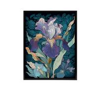 Artery8 A Single Iris Flower Black & White Framed Canvas Wall Art Print in Blue | Size: W12" x H16" Artery8 Blue W12" x H16"