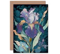 Artery8 A Single Iris Flower Bloom for Wife Her Mum Sister Daughter Mom Gran Nan Birthday Thank You Congratulations Blank Art Greeting Card
