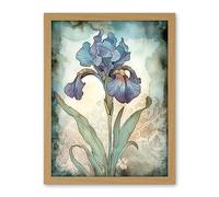 Artery8 A Single Iris Flower Watercolour Illustration Artwork Framed Wall Art Print 18X24 Inch