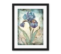 Artery8 A Single Iris Flower Watercolour Illustration Artwork Framed Wall Art Print 18X24 Inch