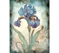 Artery8 A Single Iris Flower Watercolour Illustration Extra Large XL Wall Art Poster Print