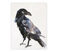 Artery8 A Single Raven Bird Bright Watercolour Painting Living Room Extra Large XL Wall Art Poster Print