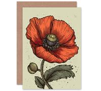 Artery8 A Single Red Poppy Birthday Mothers Day Greeting Card Artery8 Red