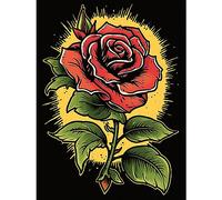 Artery8 A Single Rose Old School USA Tattoo Ink Body Art Rockabilly Americana 50s Large Wall Art Poster Print Thick Paper 18X24 Inch