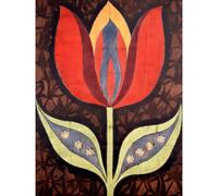 Artery8 A Single Tulip Flower Batik Style Pattern Folk Art Large Wall Art Poster Print Thick Paper 18X24 Inch