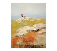 Artery8 A Walk With Dad By David Armstrong Oil Painting Green Red Coastal Cliff Landscape Unframed Wall Art Print Poster Home Decor Premium Artery8 Multicolor W12" x H16"