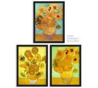 A4 Wall Art And Frame Set of 3 Vincent Van Gogh Sunflowers Collection Artery8 Multi A4