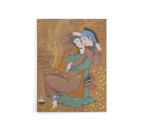 Artery8 Abbasi The Lovers Persian Painting Canvas Wall Art Print in Brown | Size: W24" x H32" Artery8 Brown W24" x H32"