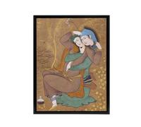Artery8 Abbasi The Lovers Persian Painting Framed Canvas Wall Art Print in Brown | Size: W12" x H16" Artery8 Brown W12" x H16"