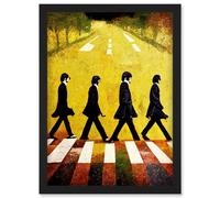 Artery8 Abbey Road Abstract Stylised Beatles Boho Landscape Red And Ochre Wall Art Print - A4 Size