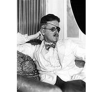 Artery8 Abbott Portrait of James Joyce with Eyepatch Wall Art Print : Iconic Literary Photo for Study or Office Bold Monochrome Decor for Bookish Spaces and Fans