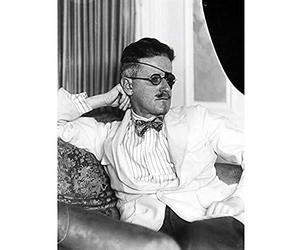 Artery8 Abbott Portrait of James Joyce with Eyepatch Wall Art Print : Iconic Literary Photo for Study or Office Bold Monochrome Decor for Bookish Spaces and Fans