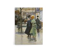 Artery8 Abel Truchet On the Boulevards Parisian Street View Canvas Art Print | Size: W18" x H24" Artery8 Multicolor W18" x H24"