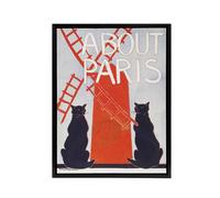 Artery8 About Paris Travel Book Cover Framed Canvas Wall Art Print Penfield in Red | Size: W18" x H24" Artery8 Red W18" x H24"
