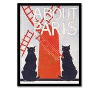 Artery8 About Paris Travel Book Cover Vintage Framed Wall Art Print Penfield in Red | Size: W12" x H16" Artery8 Red W12" x H16"