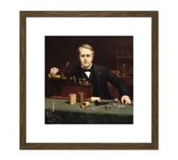 Artery8 Abraham Archibald Anderson Thomas Alva Edison 8X8 Inch Square Wooden Framed Wall Art Print Picture with Mount in Brown Artery8 Brown