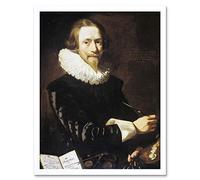 Artery8 Abraham De Vries Self-Portrait Painting Art Print Framed Poster Wall Decor 12x16 inch