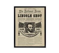 Artery8 Abraham Lincoln Shot Newspaper Front Page Framed Canvas Wall Art Print in Beige | Size: W24" x H32" Artery8 Beige W24" x H32"