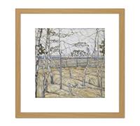 Artery8 Abraham Manievich Birch Trees 8X8 Inch Square Wooden Framed Wall Art Print Picture with Mount in Light Oak Artery8 Light Oak