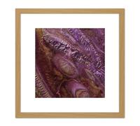 Artery8 Abstract Alien Rocks Purple Surreal 8X8 Inch Square Wooden Framed Wall Art Print Picture with Mount in Light Oak Artery8 Light Oak