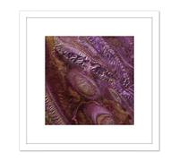 Artery8 Abstract Alien Rocks Purple Surreal 8X8 Inch Square Wooden Framed Wall Art Print Picture with Mount in White Artery8 White