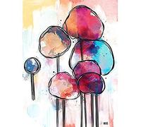 Artery8 Abstract Alien Tree Design Colourful Painting Wall Art Print : Whimsical Sci-Fi Nature Scene for Living Room or Bedroom Surreal Fantasy Decor for Creative Interiors