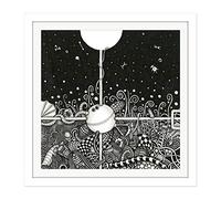 Artery8 Abstract Alien World Decorative Painting Square Wooden Framed Wall Art Print Picture 16X16 Inch