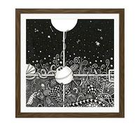 Artery8 Abstract Alien World Decorative Painting Square Wooden Framed Wall Art Print Picture 16X16 Inch