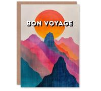 Artery8 Abstract Alps Mountain Range Sunset Bon Voyage Farewell Card Artery8 Multicolor