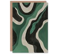 Artery8 Greeting Card Abstract Amazon River Green and Black Painting Blank For Him Or Her Art Birthday Card