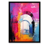 Wall Art Print Abstract Arches Vibrant Purple Orange Blue Architecture Framed Art Artery8 Pink A4